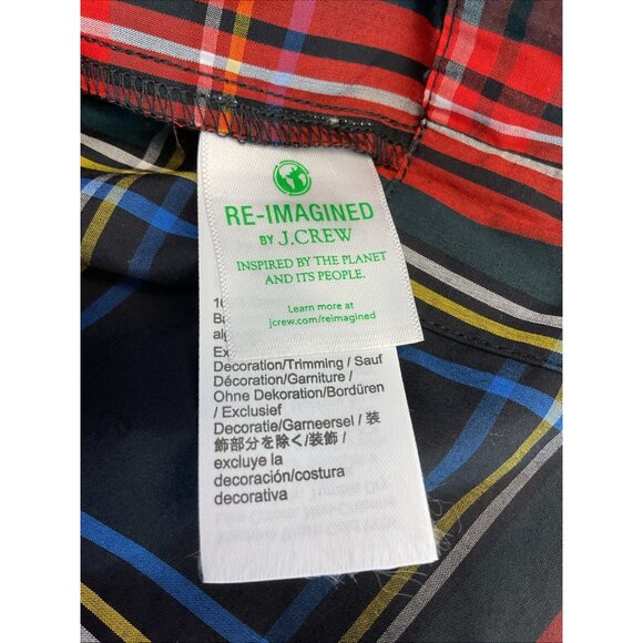 J Crew Blouse Women’s Sz M Stewart Tartan Plaid Velvet trim tunic holiday - Picture 6 of 8